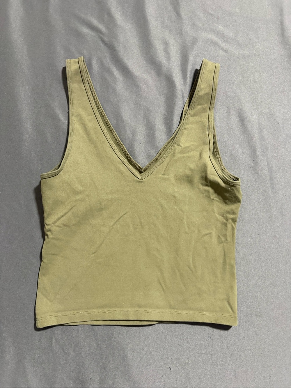 Sleeveless V-Neck Tank Top in Olive Green